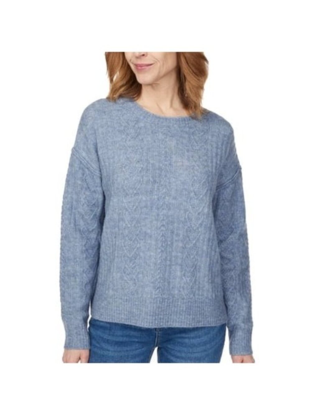 Cozy Cable Knit Sweater Blue Heather By Legendary Outfitters L Womens Pullover